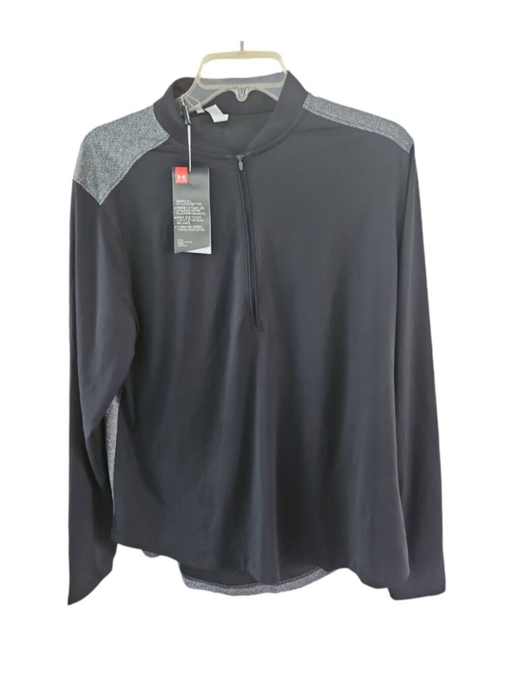 Under Armour Women Large Black Gray 1/2 Zip  Fitted Long Sleeve Golf Shirt NEW